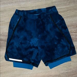 lululemon athletica Dark Navy Tie-Dye Layered Athletic Shorts